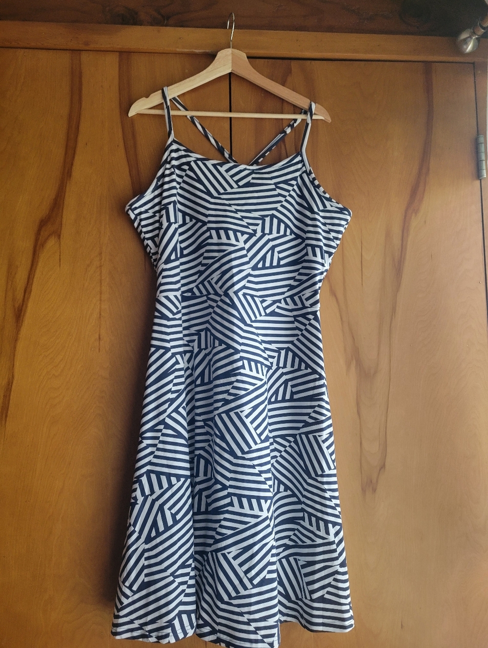PACT Navy and White Striped Geometric Sundress